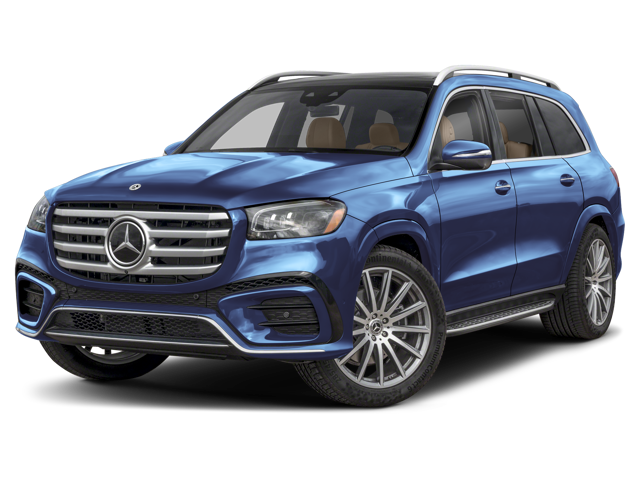 Blue 2025 Mercedes-Benz GLS 580 on display