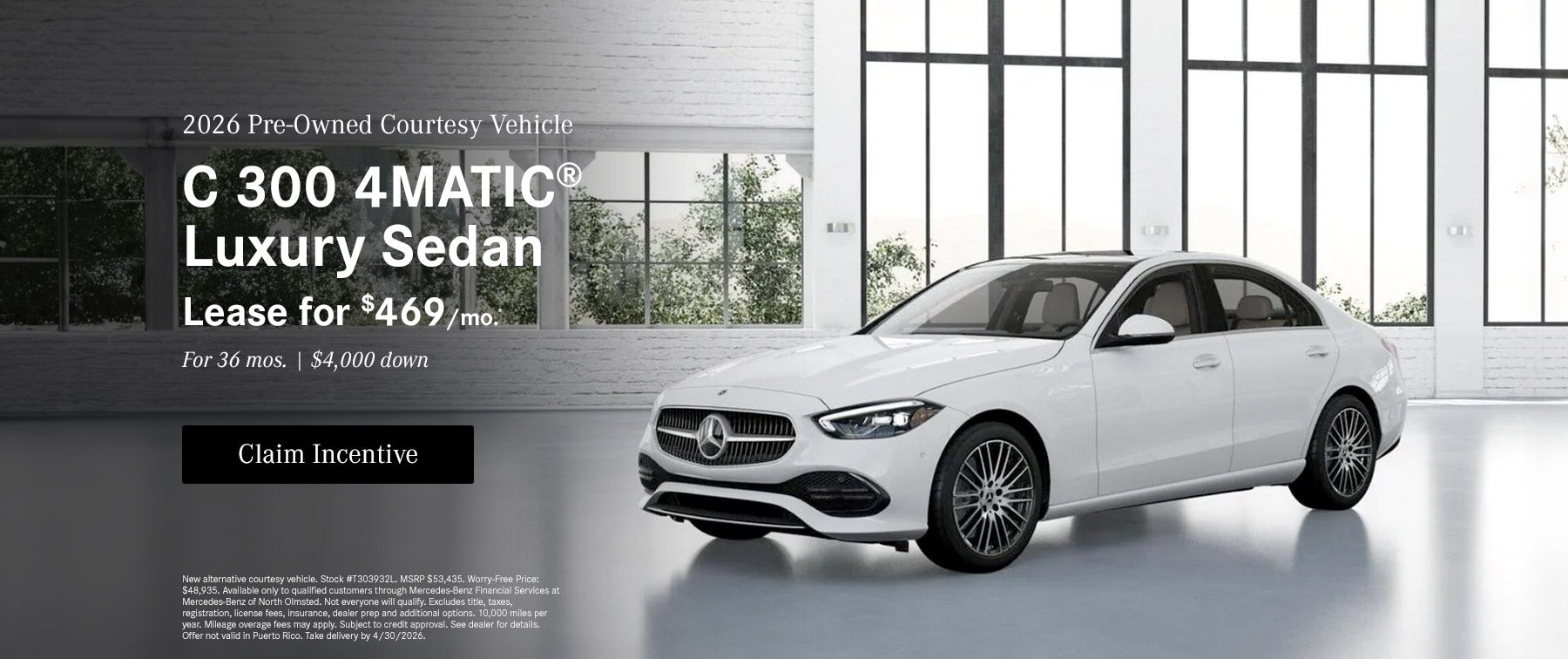  2026 Mercedes-Benz C 300 4MATIC® Lease for $469/mo. 