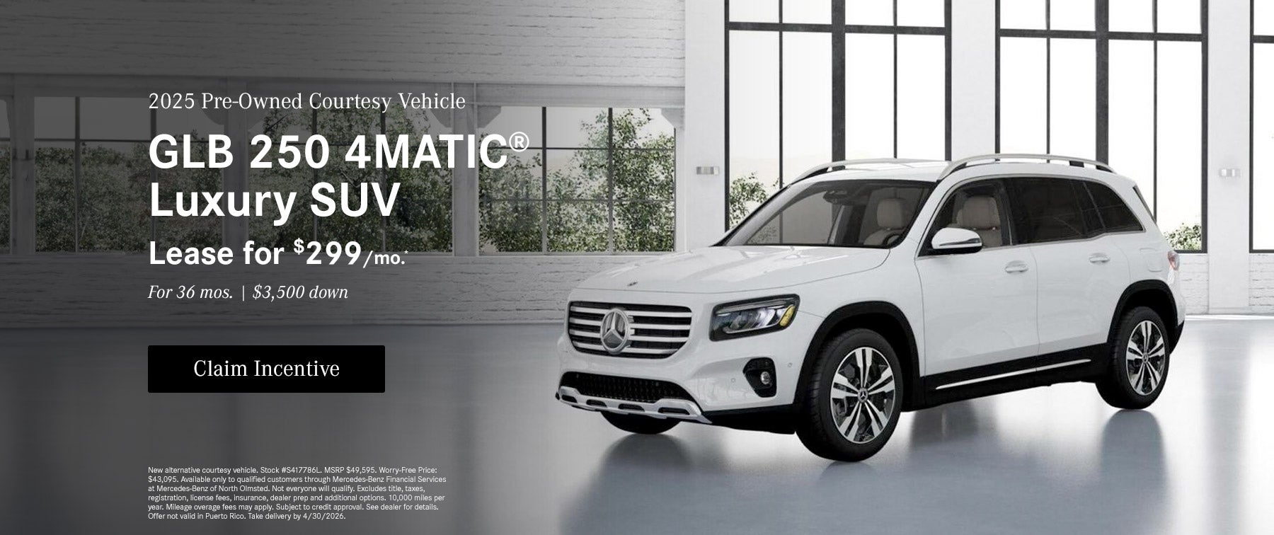  2025 Mercedes-Benz GLB 250 4MATIC® Lease for $299/mo. 