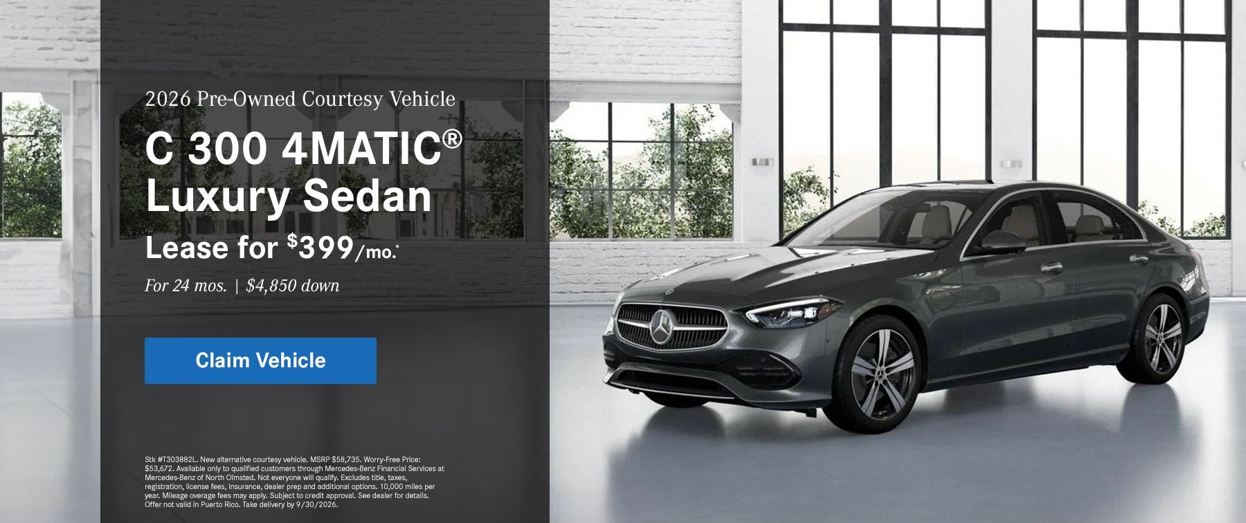 C 300 4MATIC® Lease for $399/mo. for 24 mos. with $4,850 dow