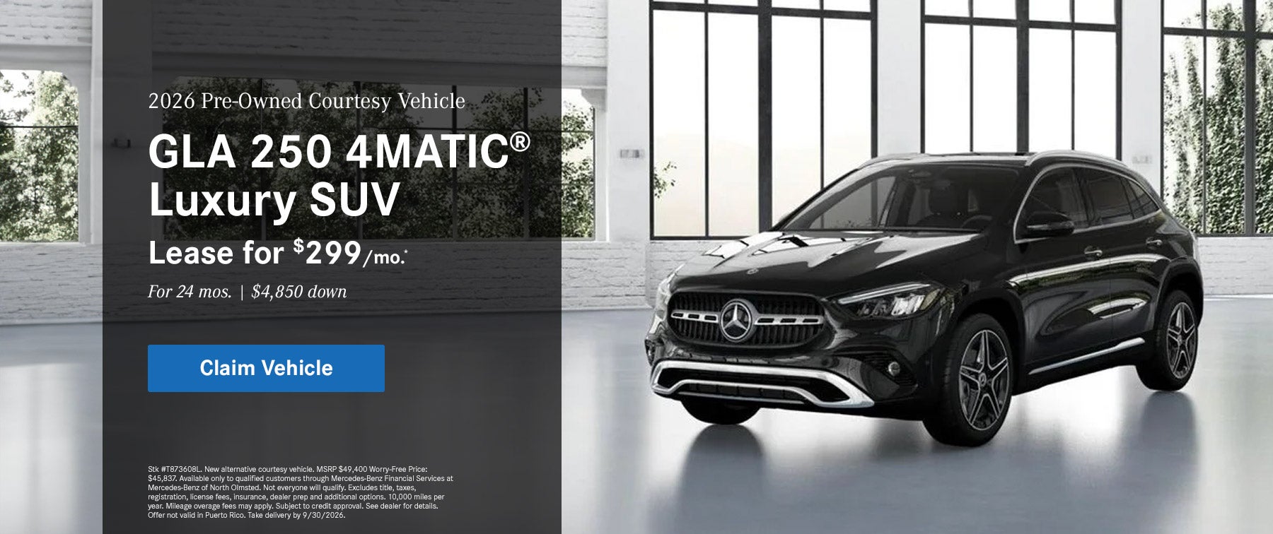 GLA 250 4MATIC® Lease for $299/mo. for 24 mos. with $4,850 d